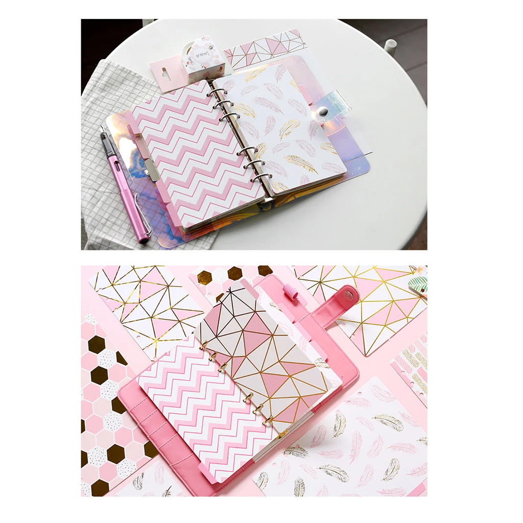 5 Pack 6 Ring Binder Dividers with Reinforced Edge, Tabs, 6 Hole Punch Section Index Dividers for Binders