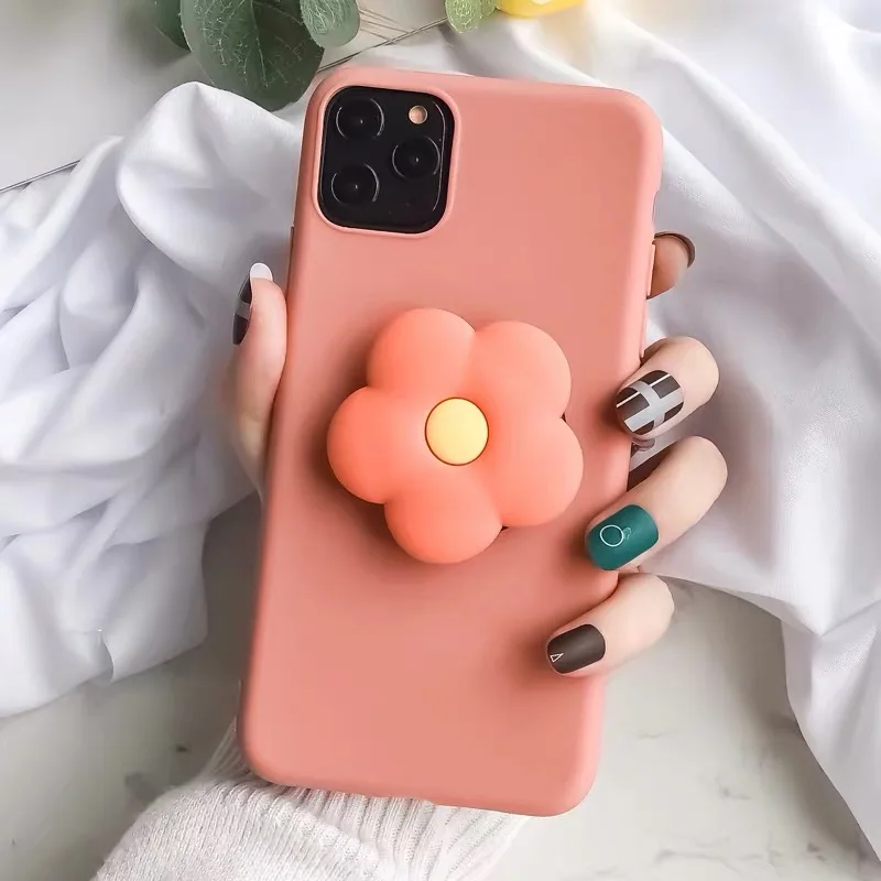 Милый 3D цветок облака силиконовый держатель чехол для телефона для HUAWEI P10 Plus P20 P20lite P20pro P30 Lite P30 Pro Чехол - Цвет: Orange Flower