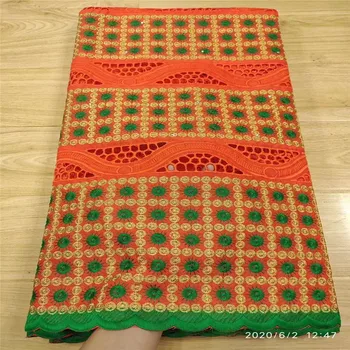 

5 Y Swiss lace fabric 2020 heavy beaded embroidery African lace fabrics 100% cotton fabric Swiss voile lace in Switzerland 3L068