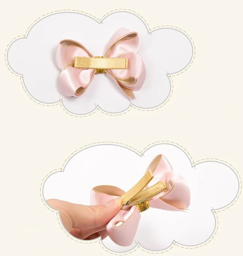 12pcs Fashion Cute Ribbon Bow Hairpins Glitter Bowknot Hair Clips Princess Xmas New Year Headwear Girls Hair Accessories