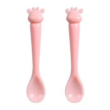 

2Pcs Baby Soft Silicone Feeding Spoon Baby Spoon Safety Tableware Infant Learning Spoons
