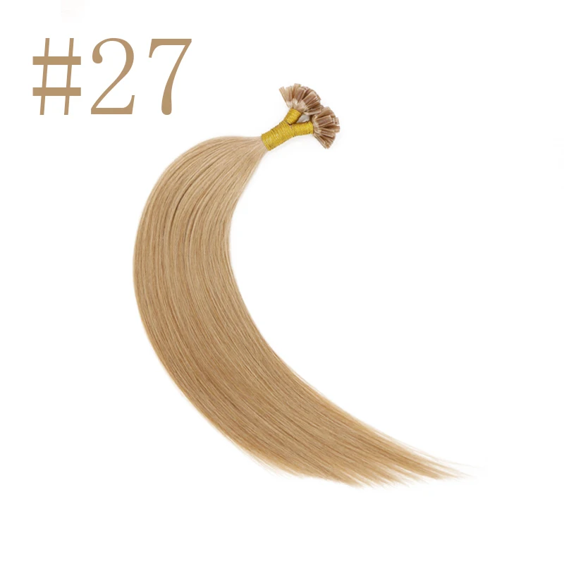 Sindra 1"-24" Fusion keratin u tip волосы для наращивания 1 г/шт. Remy ногтей/u-кончик прямые кератиновые предварительно склеивающиеся человеческие волосы - Цвет: #27