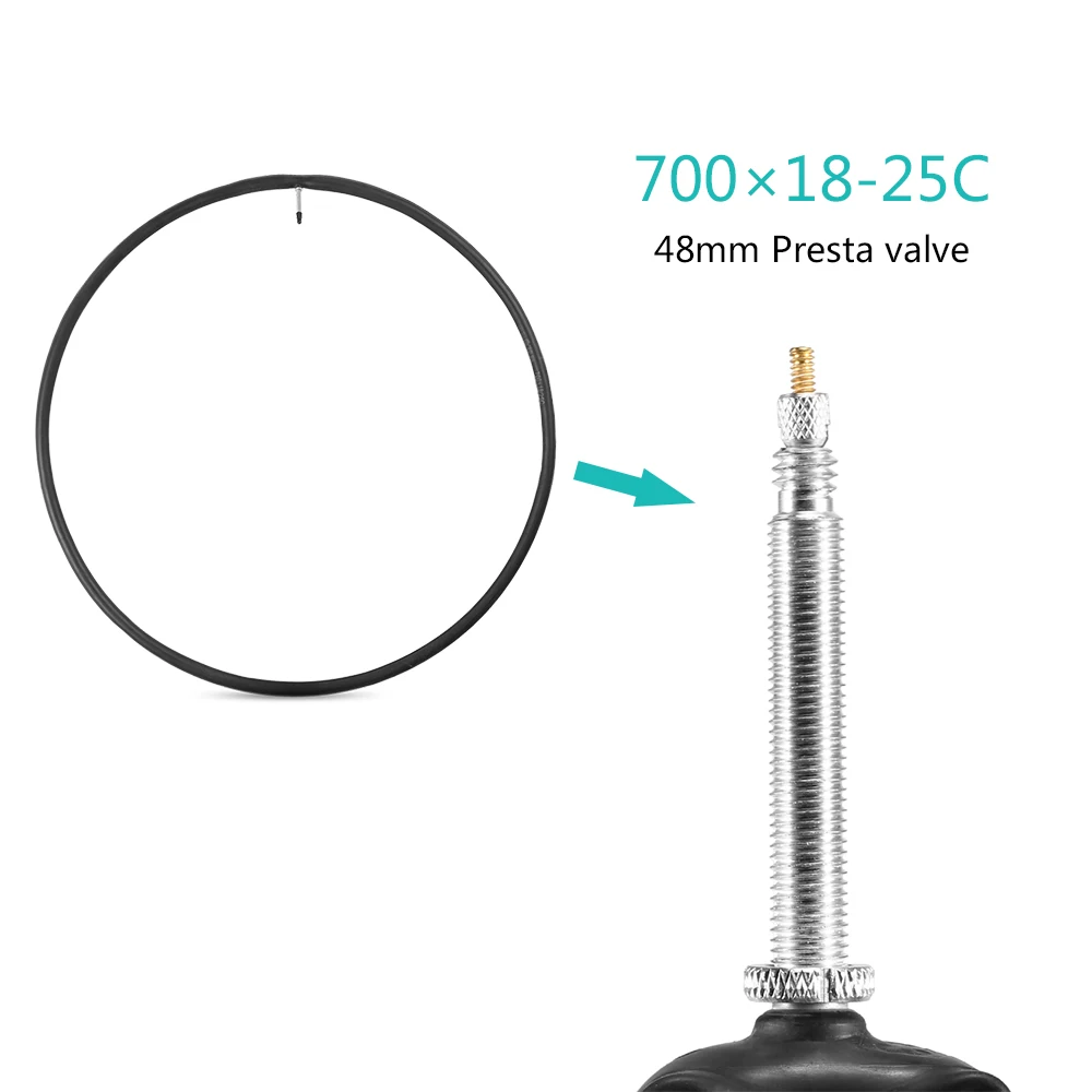 Presta Valve 48mm Велосипедный внутренний для шин велосипедные трубки 700c Schrader/Presta клапан трубы для шоссейного велосипеда шины в диапазоне от 18 мм до 25 мм ширина 2 шт - Цвет: Presta Valve 48mm
