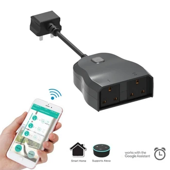 

Alexa /Google Home -UK Dual Outlet WiFi Smart Plug Socket Remote Power Switch