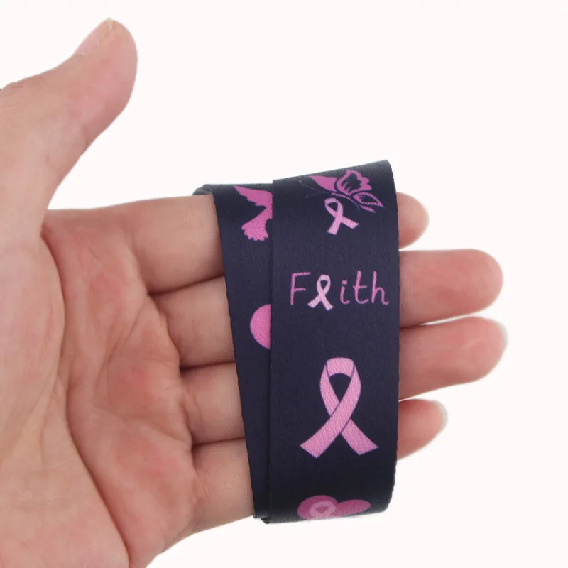K529 розовый ремешок на шею для защиты от рака груди, ремешок для ключей, ID карты, телефонных ремешков, USB держатель для бейджа, висячий шнур, Лариат, ремешок, 1 шт