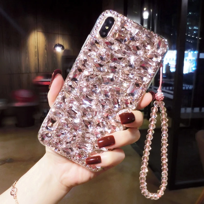 Luxury Rhinestone Case For Huawei P20 P30 P40 Lite Pro Mate 40 30 20 20X Pro Bling Funda Nova 5T 7i 3i Diamond Coque with Strap