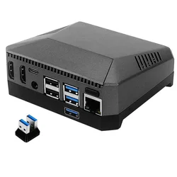 Argo One – Boîtier pour Rapsberry Pi 4, structure en aluminium, modèle B avec extension SSD M.2 GPIO, couvercle avec ventilateur de refroidissement intégré, 
