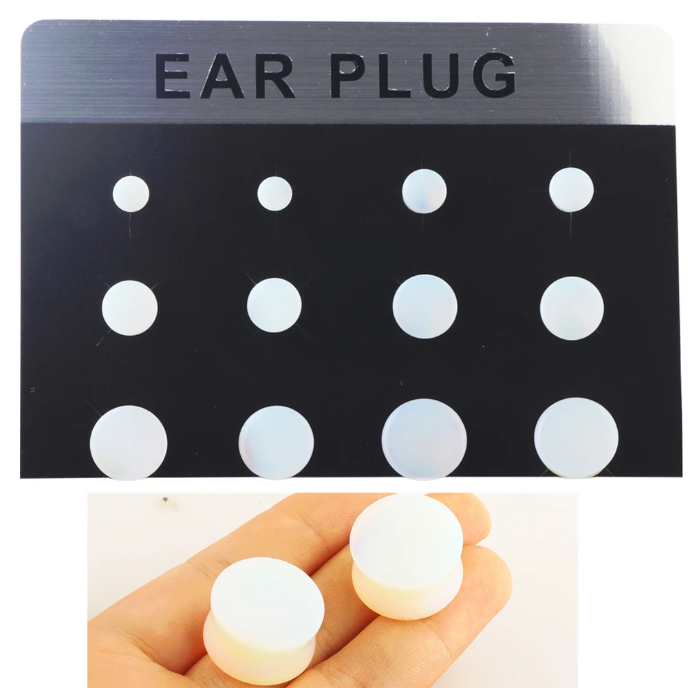 

JUNLOWPY Clear Opalite Stone Ear Stretcher 00g Expander Kit Plugs and Tunnels for Ears 4g Piercing Earring 2g-5/8" 84pcs 7 Cards