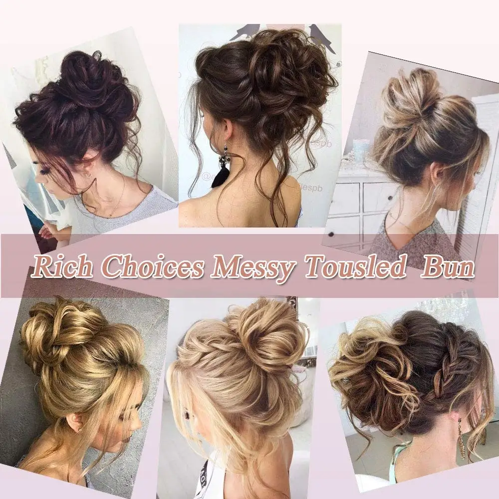 7 Inch Messy Bun Tousled Hairpiece Elastic Band Chignon Hair Curly