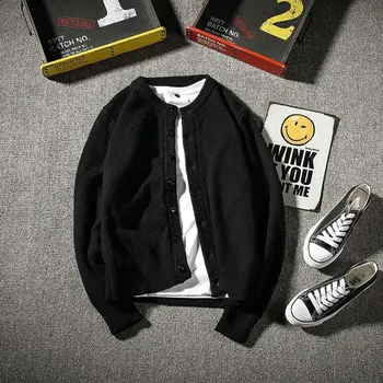 

Autumn Hong Kong Knit Cardigan Men's XL Shirt Jacket Trend Korean Student Clothes Men's Sweater