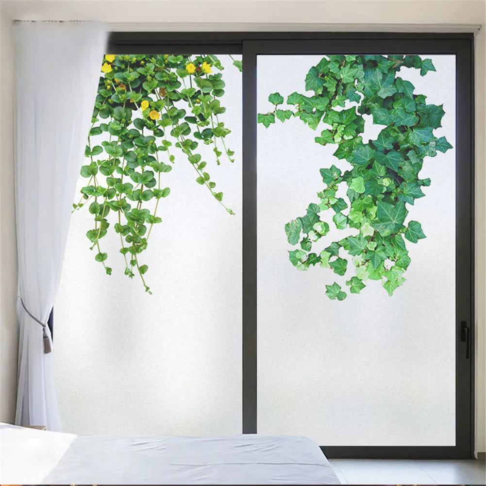 Green Plants Window Film Privacy Glass Sticker UV Blocking Heat Control Window Coverings Window