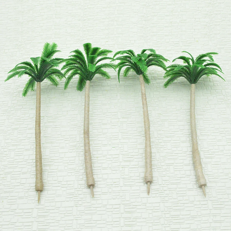 50cps 9-10 см модель пляжные пальмы игрушки весы миниатюрные ABS пластиковые цветные растения для диорама sandtable seashore пейзаж