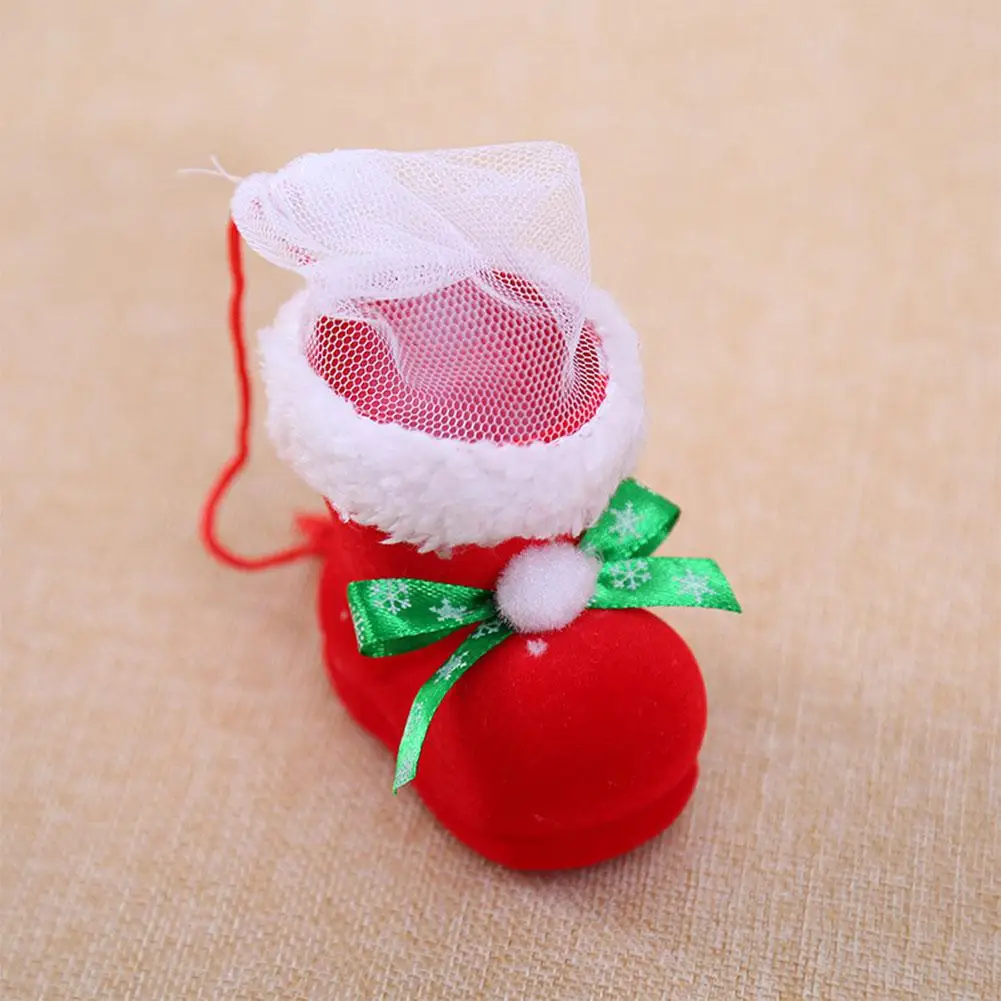 Рождественский красный в форме ботинка мешок конфет Рождественская елка висячие орнамент домашнее украшение Подарочный мешок кулон - Цвет: Mini