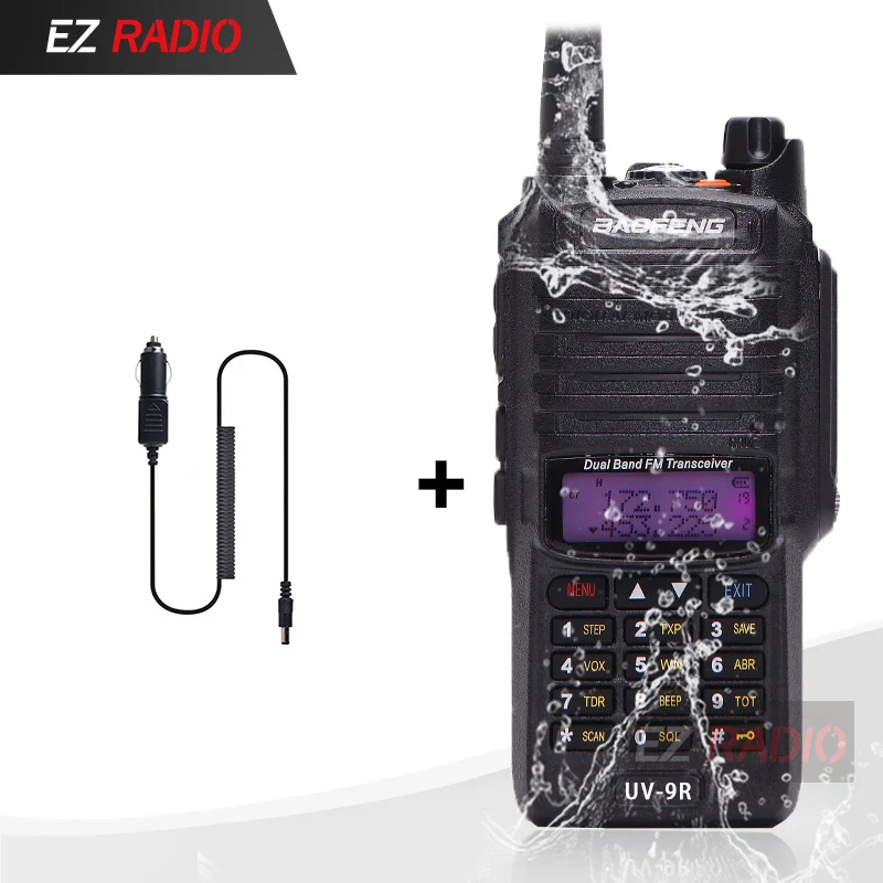 Baofeng 8 W радио UV-9R Водонепроницаемый IP67 Walkie Talkie 10 км Baofeng UV-XR GT-3WP UV-5S UV-5R WP Long Range радио для охоты - Цвет: Add 12V Car Charger