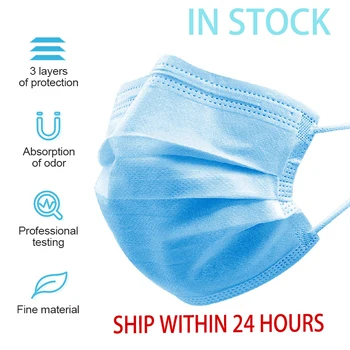 

400/100/50 Pcs IN STOCK Disposable Anti-dust Safe and Breathable Masks Earloops Blue Nonwovens Face Mouth Mask Respirator