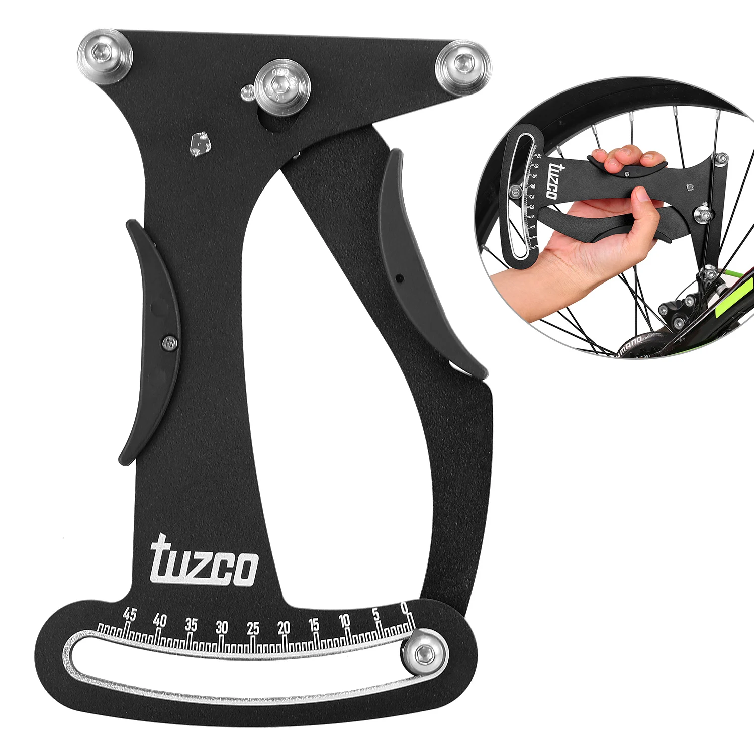 Алюминиевый инструмент для ремонта велосипедных колес, измеритель натяжения спиц, Натяжитель для велосипеда - Цвет: Black