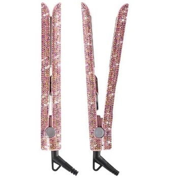 

Hair Straightener Flat Iron Hand Made Crystal Diamond with LCD Display Sparkling Rhinestones Titanium Plate Iron