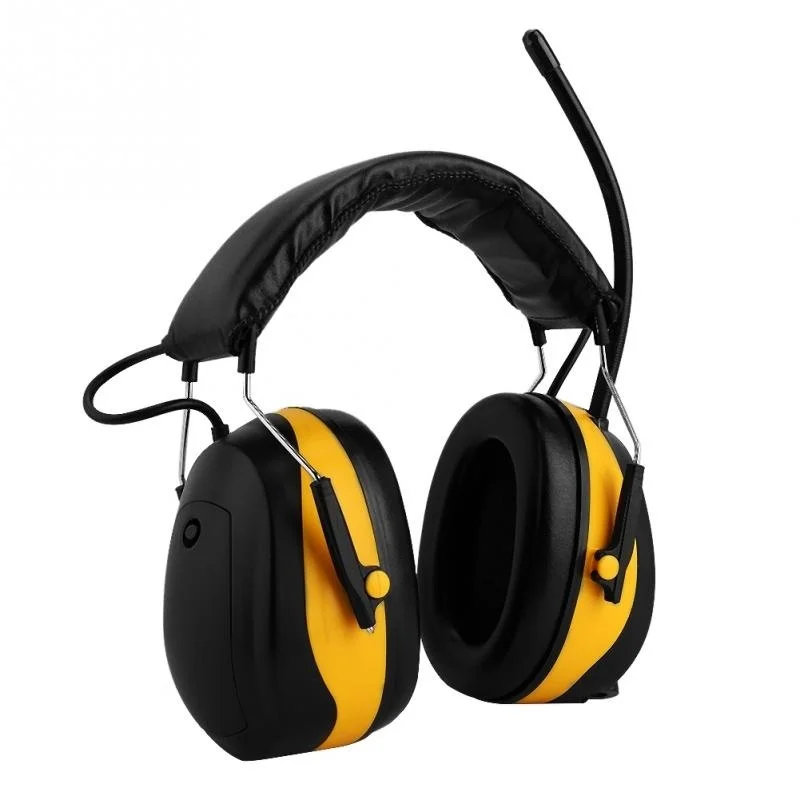 Noise Reduction Soundproof Earmuff For Rest ABS+sponge NRR 28dB Electronic Hearing Protector LCD Display AM FM Radio Earmuff