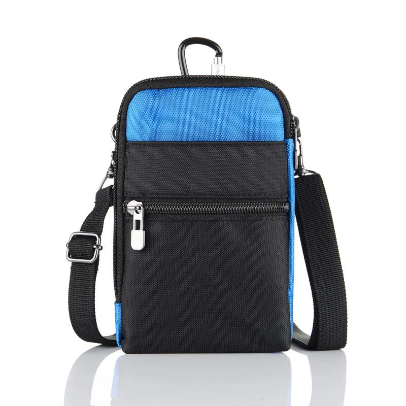 Многофункциональная поясная сумка, водонепроницаемая, RFID Блокировка, прочная сумка-мессенджер, сумка для улицы ZJ55 - Цвет: blue