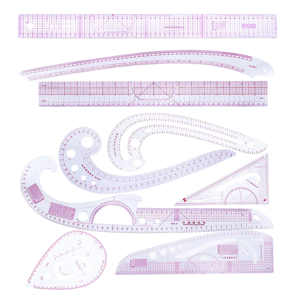 9pcs French Curve Straight Ruler Set For Tailor Dressmaking Clothing Design