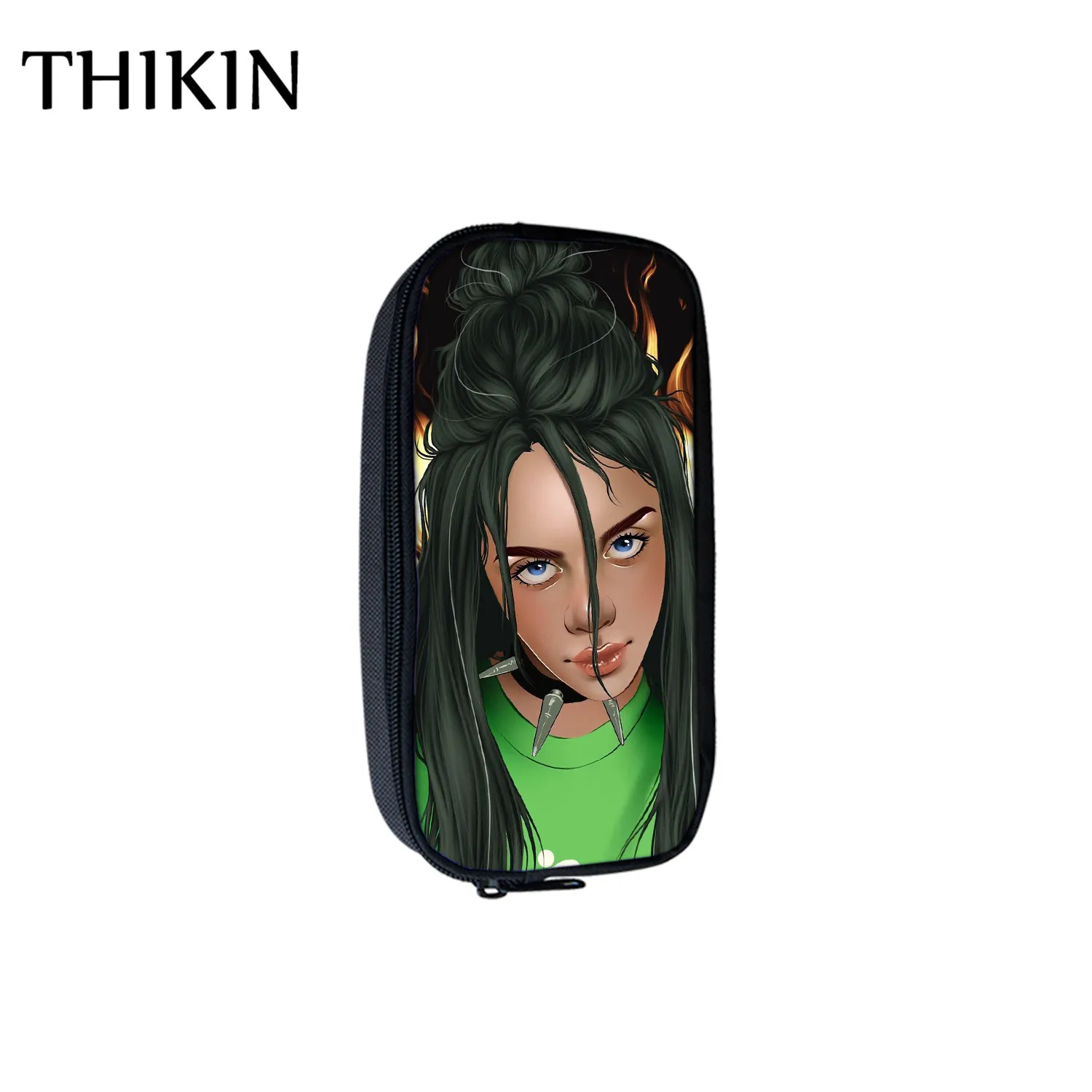 THIKIN Fashion Singer Rapper Billie Eilish, косметички с принтом, сумка-Карандаш для девочек-подростков, мини-сумочка для карандашей, детские школьные принадлежности - Цвет: THIKIN BAG