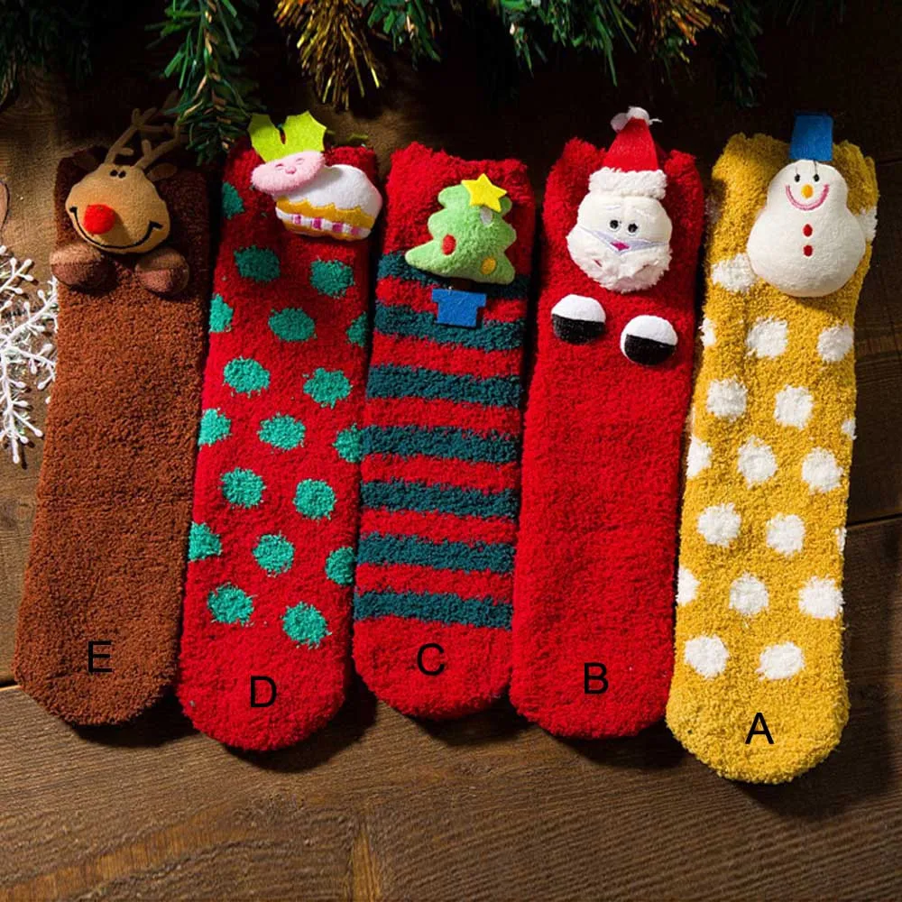 1Pair Socks Girls Boys Baby Mesh Christmas Fashion Print Floral Towel Warm Short Cartoon Thick Socks Christmas носки детские
