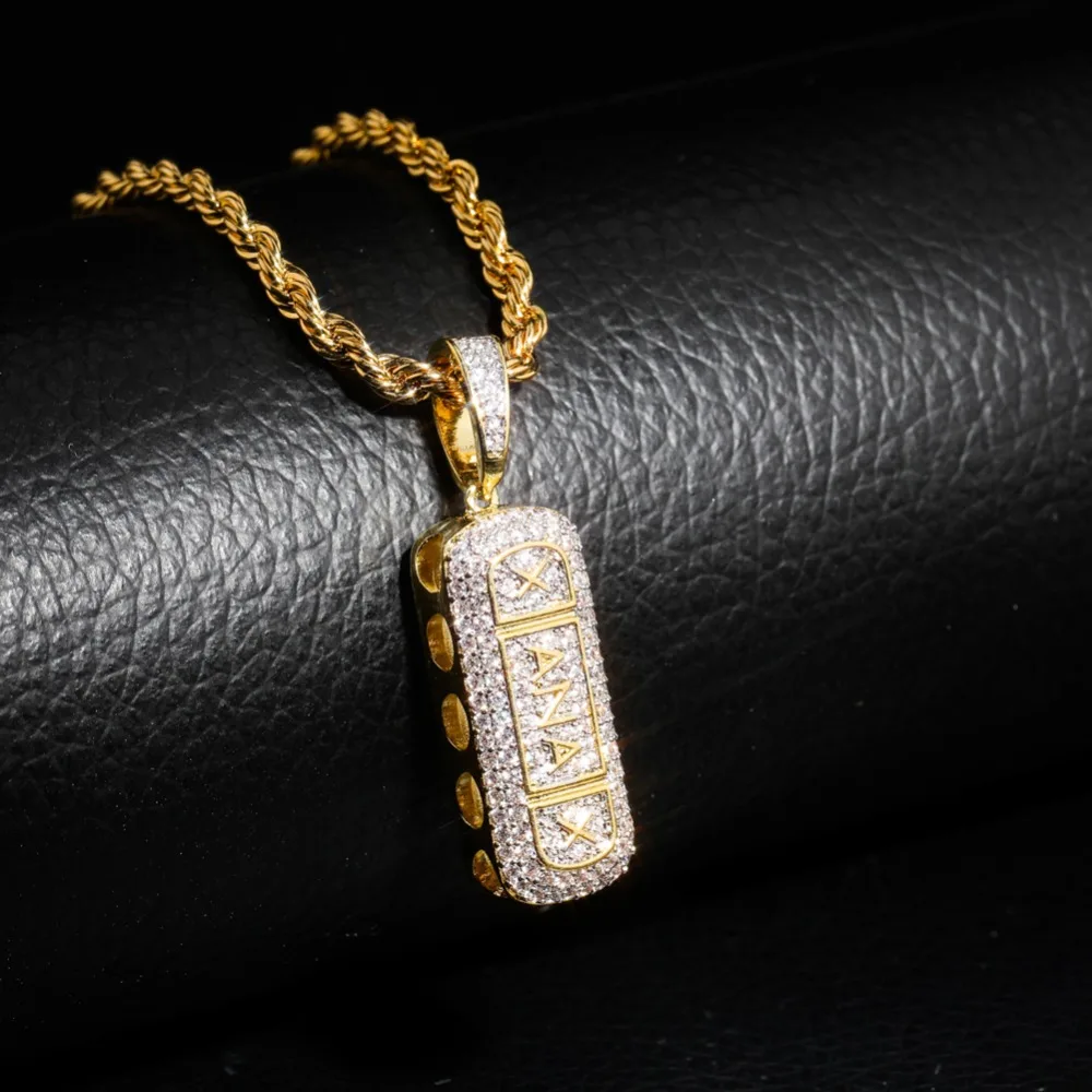 TOPGRILLZ позолоченное ожерелье в стиле хип-хоп со льдом и микро проложенным фианитом Xanax Pill и подвеской для мужчин и женщин