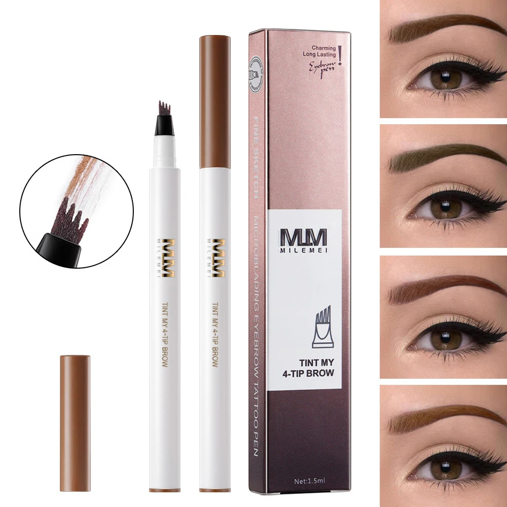 MILEMEI 4 Color 3D Eyebrow Pencil Long Lasting Eyebrow Tattoo Pen Waterproof Facial Make up Cosmetics For Eyebrows Thicker TSLM1