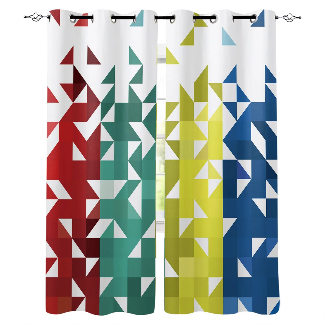 

A Mosaic Of Geometric Triangular Fragments Curtains Window Living Room Curtains High Blackout Curtain Thick