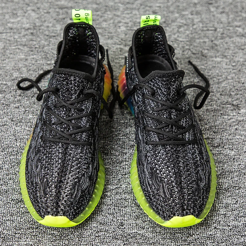 Online Celebrity Hot Selling Transparent Symphony End Coconut Shoes Men's Sports Trendy Shoes Fly Woven MEN'S SHOES Breathable R