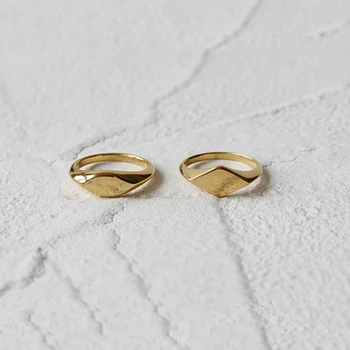 Peri'sBox 2 Designs Oval Horse Eye Rings Rhombus Geometric Rings for Women Titanium Steel Minimalist Jewelry 2020