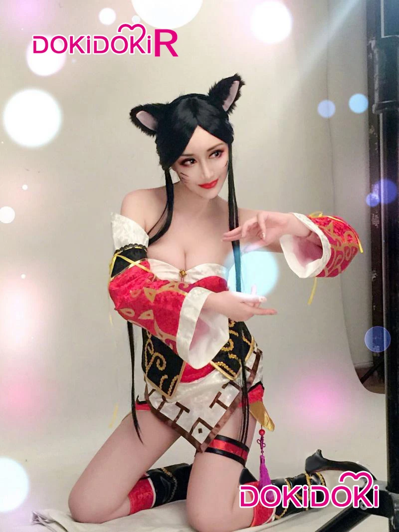 Игра DokiDoki-R League of Legends, косплей, Ahri, костюм лисы для девочек, Лига Легенд, косплей для женщин