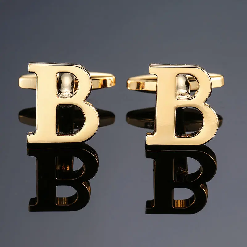 High quality electroplating a-z26 gold letter fashion men's French shirt Cufflinks