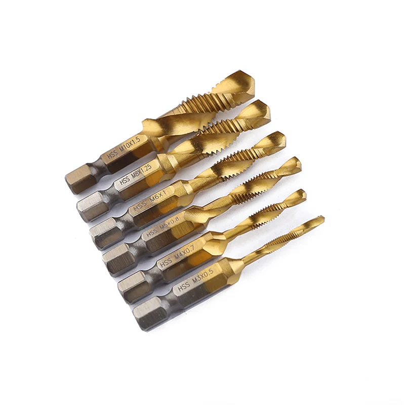 Шестигранные титановые сверла с метрической резьбой HSS 6 шт. шестигранным