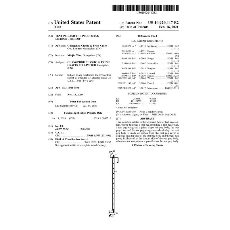 Description Picture 4 of itemUltralight Carbon Fiber Tent Peg, Titanium Alloy, Composite Material, Tent Nail, New Invention, 5G, 5.9in, 15.0cm