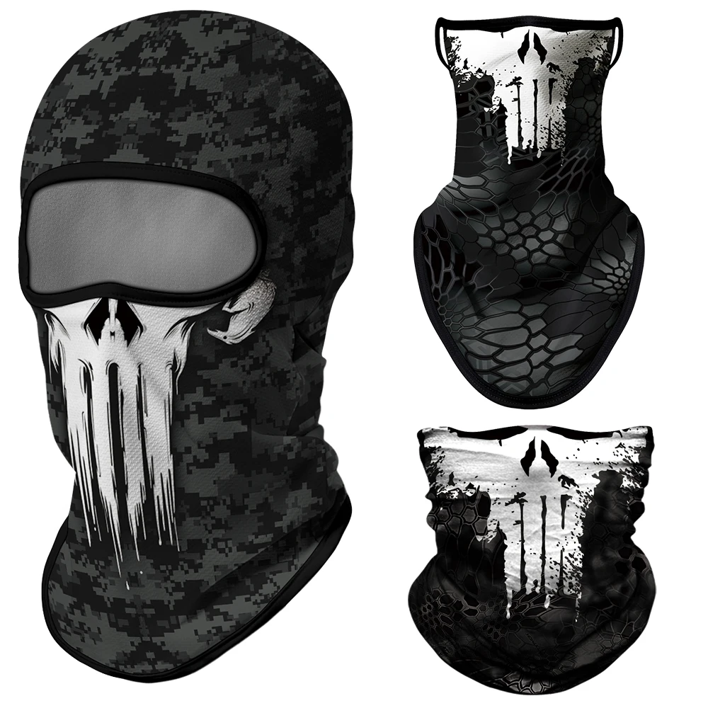 Лыжная маска Punisher Балаклава лицевая треугольная шарф на шею снуд мотоциклетная
