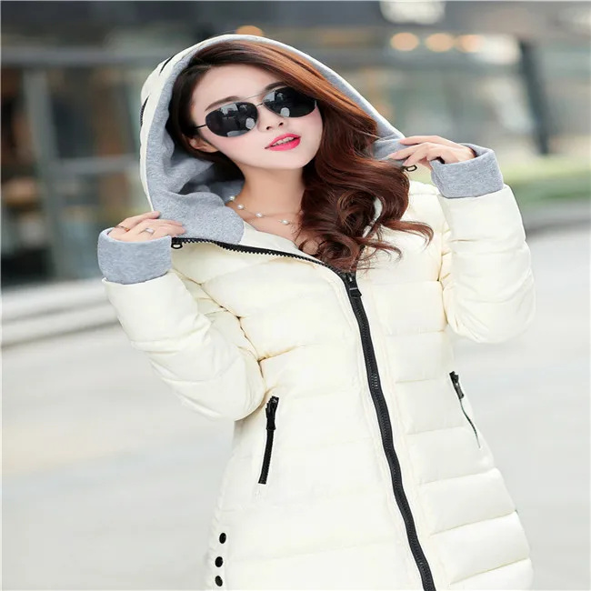 Winter Warm Cotton Jacket Women's Large Size Long Jacket New Ultra-light Slim Hooded Windproof Down Jacket Women's Jacket - Цвет: White