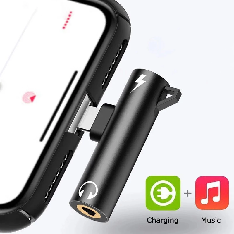 Двойной адаптер для зарядки наушников разветвитель iPhone XR XS 7 8 Plus подсветки разъем