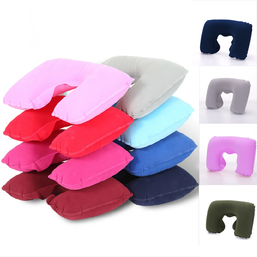 U Shaped Neck Pillow Inflatable Cushion for Travel with Airplane Train Car