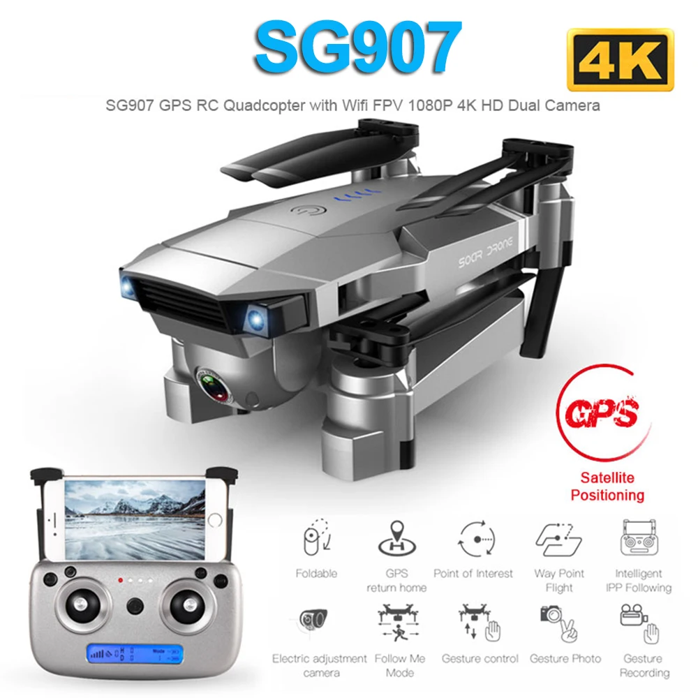 SG907 gps Дрон с 4K 1080P HD двойной камерой 5G Wifi RC Квадрокоптер оптическое позиционирование потока складной мини Дрон VS E520S E58