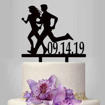 

1 Piece Personalized Wedding Cake Topper Custom Date Couples Running Cake Topper For Wedding & Anniversary Decoration YC-081