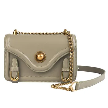 

Wild Chain Slanting Small Square Bag Belt Buckle Decorative Female Bag Round Lock