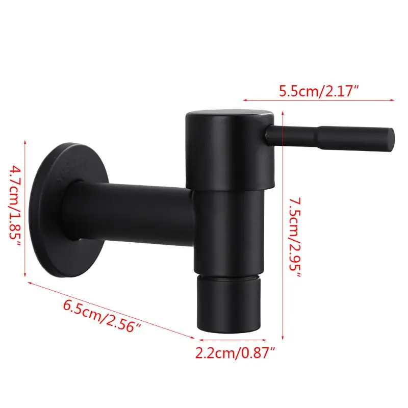 Stainless Steel Faucet Black Wall Mounted Washing Machine Tap Bath Toilet Mop Pool Water Taps for Garden Bathroom 6