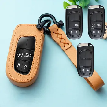 

Fashion Genuine Leather Car Key Cover for Fiat for Jeep Renegade 2014 2015 Grand Cherokee Chrysler 300C Key Cases Covers
