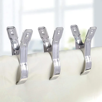 

New 12 Packs Duty Stainless Steel Clips Clothing Peg Clamp Clothespin Picture Hanger for Quilt, Towel, Pants, Windproof