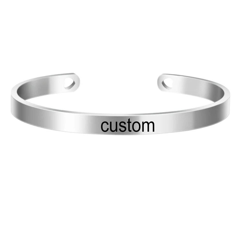 4mm Customed Quotes Bracelets 316L Stainless Steel Open Cuff Bangle Fashion Women Female Inspirational Jewelry Cuff Bracelet 4mm 4 colors quotes mantra bracelets stainless steel open cuff bangle fashion female inspirational jewelry bracelets