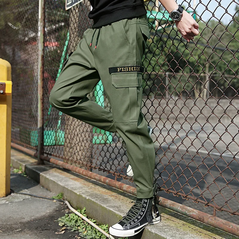 

Tide brand men's Korean version of the trend of the wild nine-point pants loose feet cotton casual trousers men Tooling wind