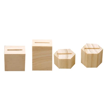 

4 Pcs Log Square and Hexagon Pair Ring Display Racks, Couple Ring Holders, Ring Brackets, Jewelry Silver Storage Racks