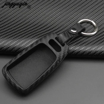 

jingyuqin Carbon Fiber Silicone Car Remote Key Fob Case Cover For AUDI A4 B9 Q5 Q7 TT TTS 8S 2016 2017 Keychain protective Shell