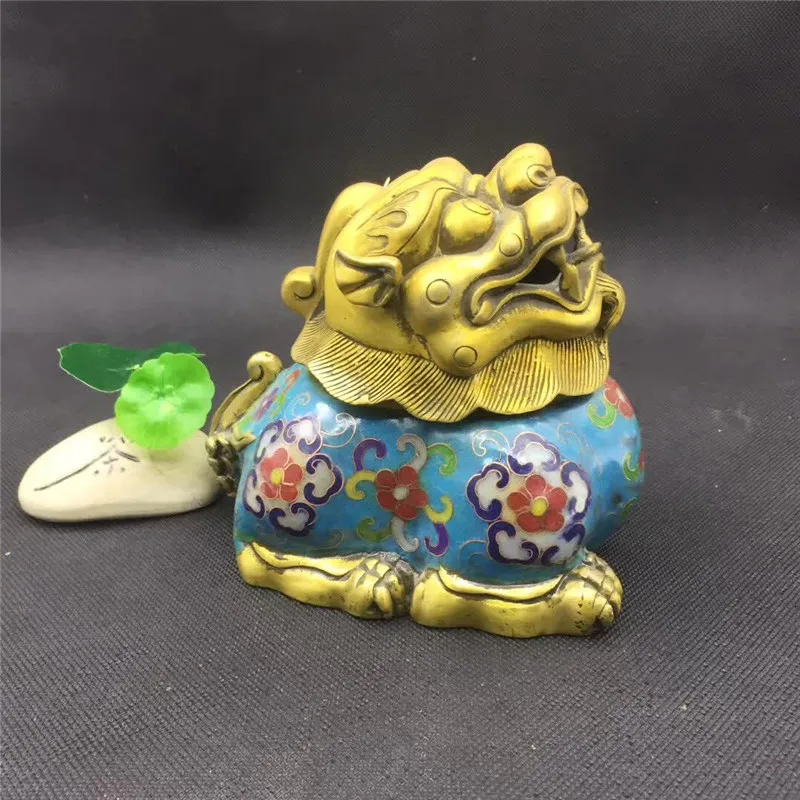 

Chinese Copper Carving Cloisonne Pixiu Incense Burner Animal Statue Auspicious Gift Home Fengshui Decoration Bronze Censer